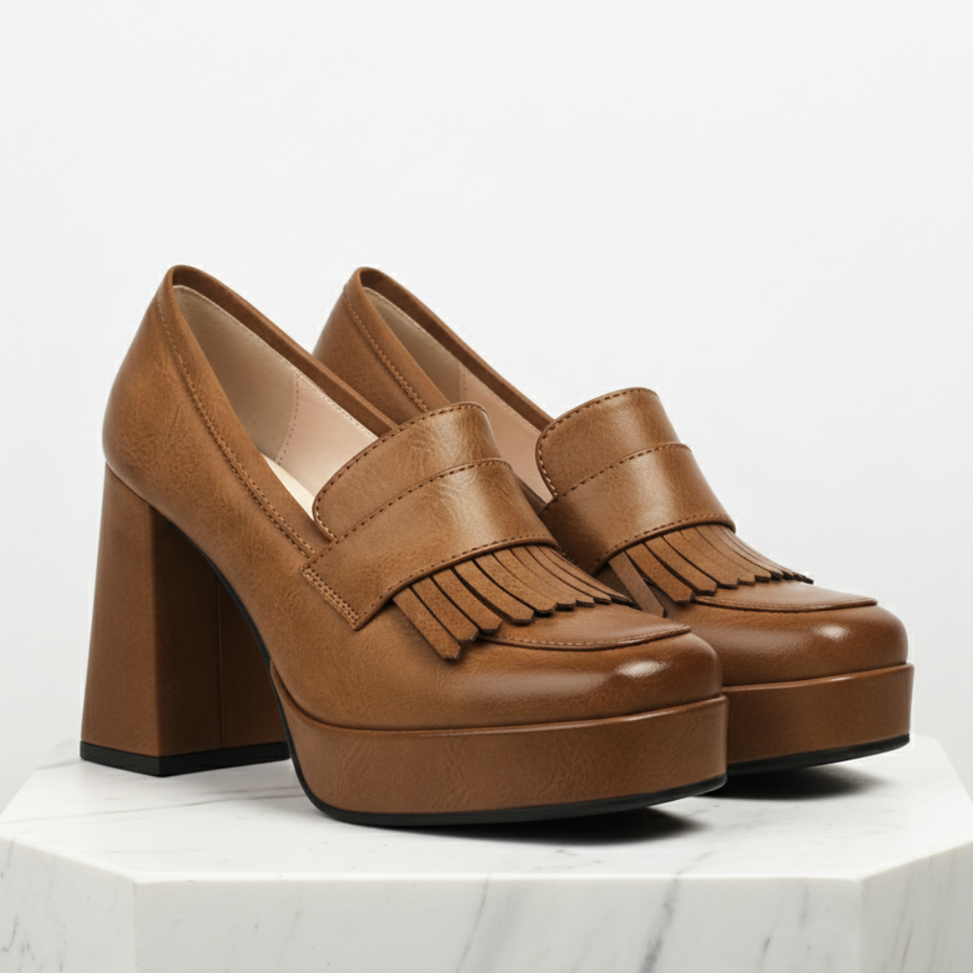 Women's Smooth Vegan Leather Chunky Platform Loafers Corvine