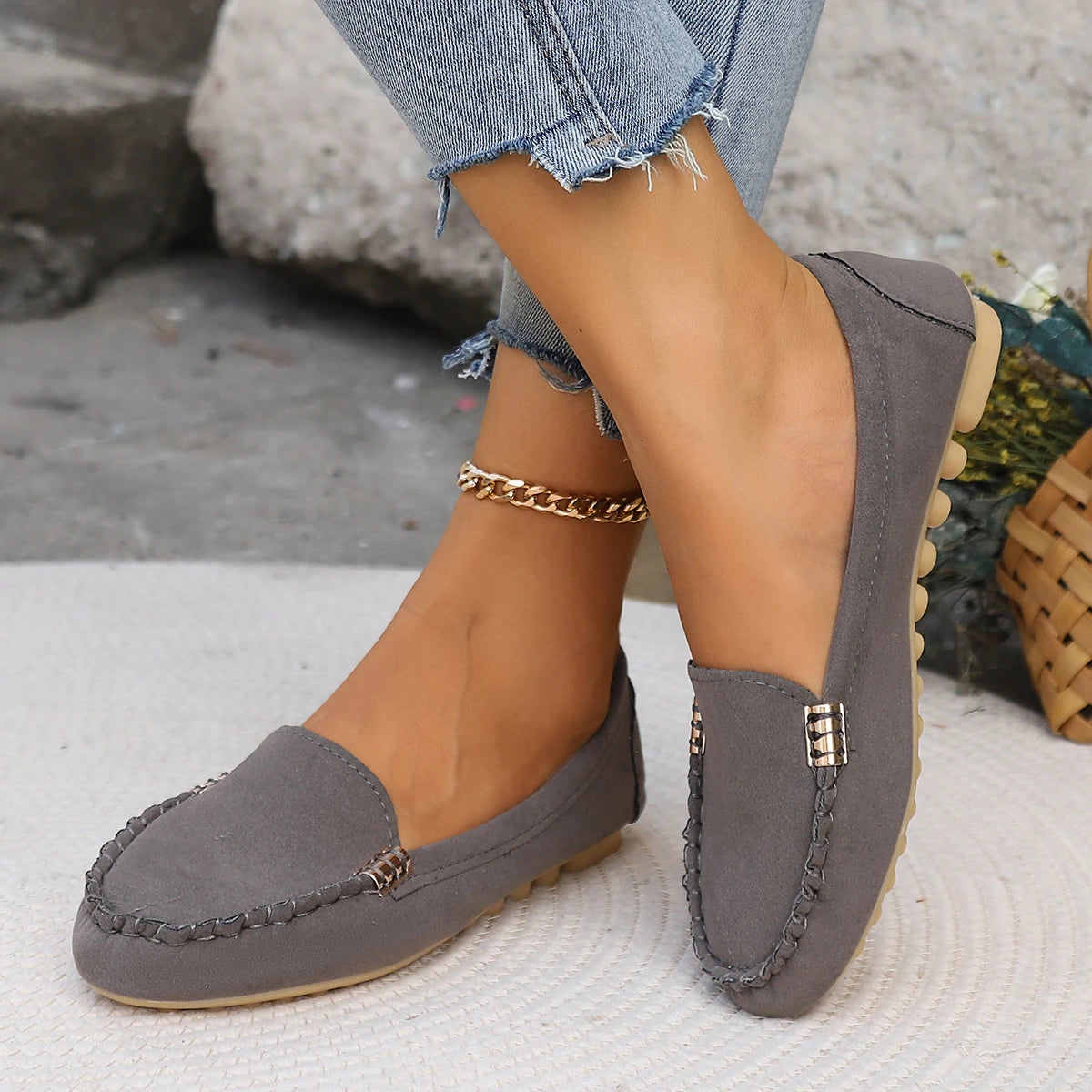 Women's Soft Flat Black Loafers Corvine