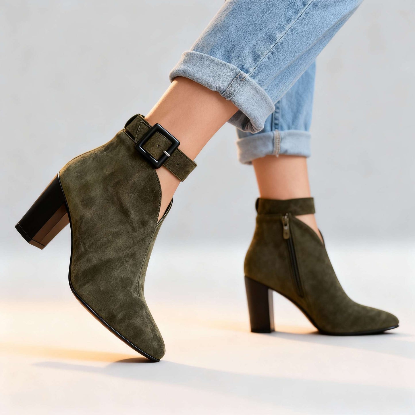 Women's Ultra-Soft Suede Block Heel Shoes Corvine