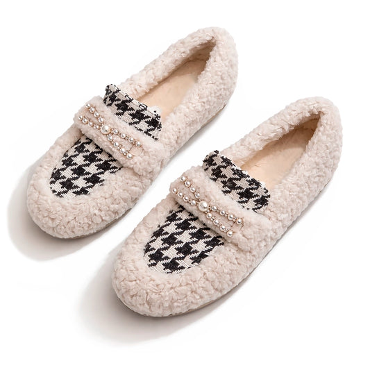 Women's Loafers Houndstooth Sherpa Pearl Corvine
