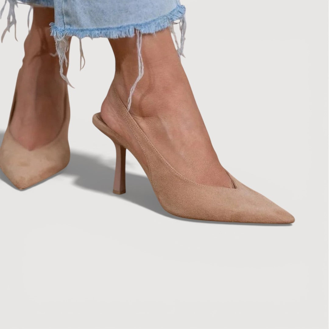 Women's Black Soft Suede Slingback Heels Corvine