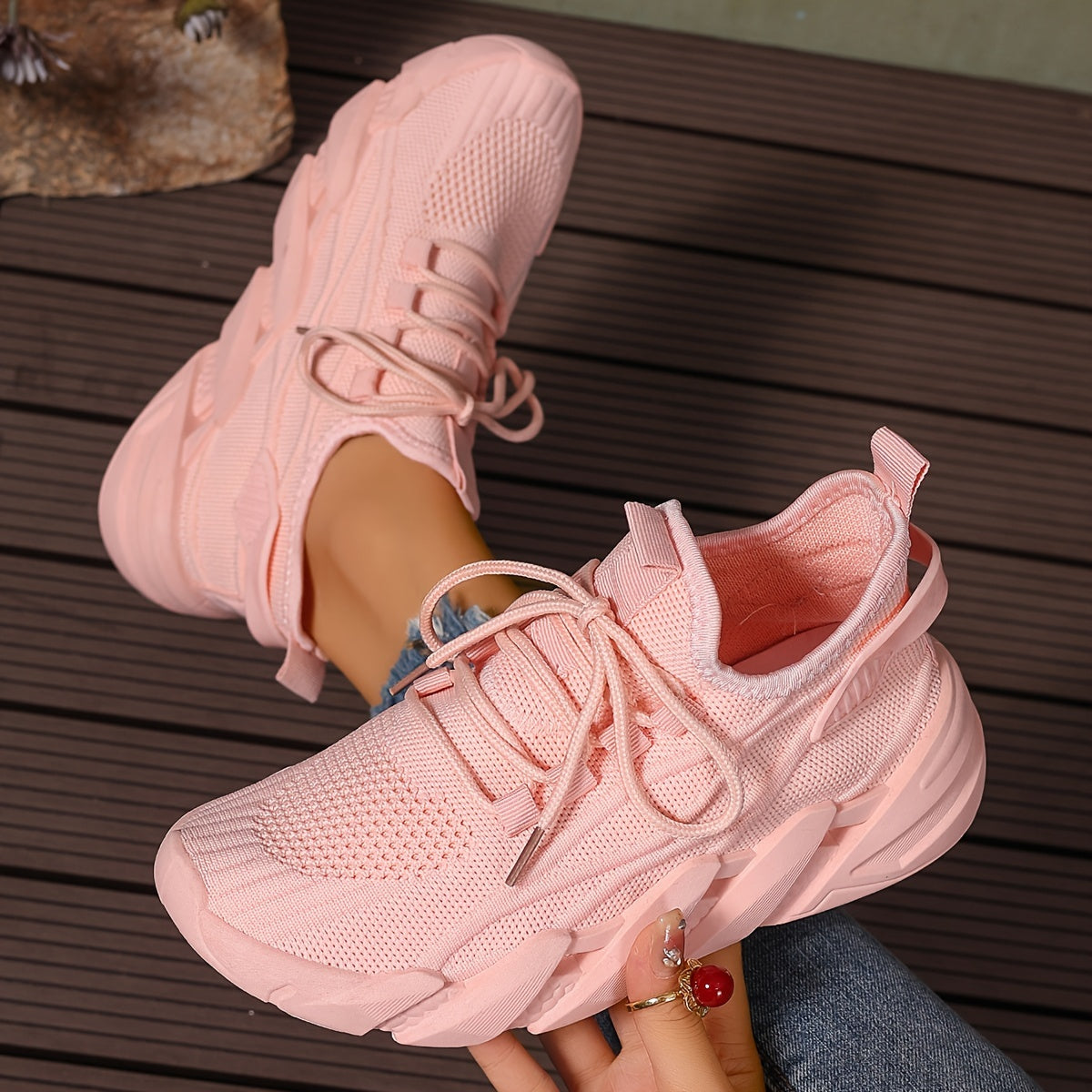 Women's Breathable Knit Platform Walking Shoes Corvine