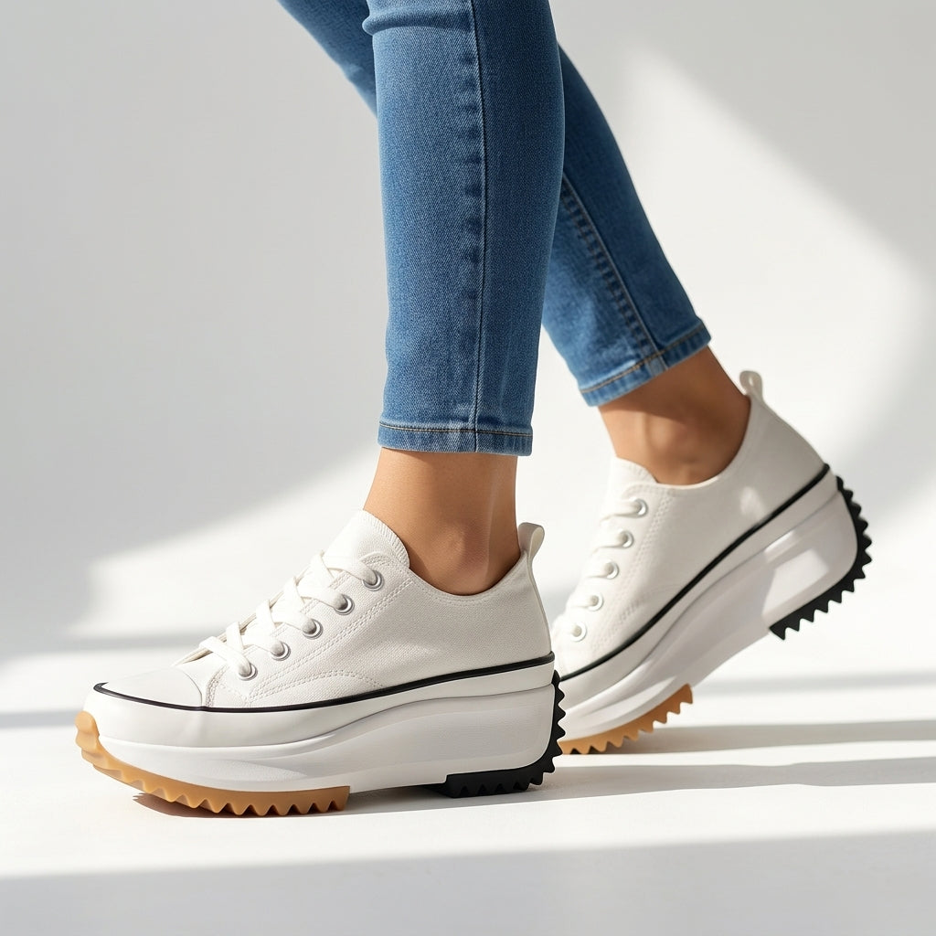 Women's Canvas Low-Top Platform Trainers Corvine