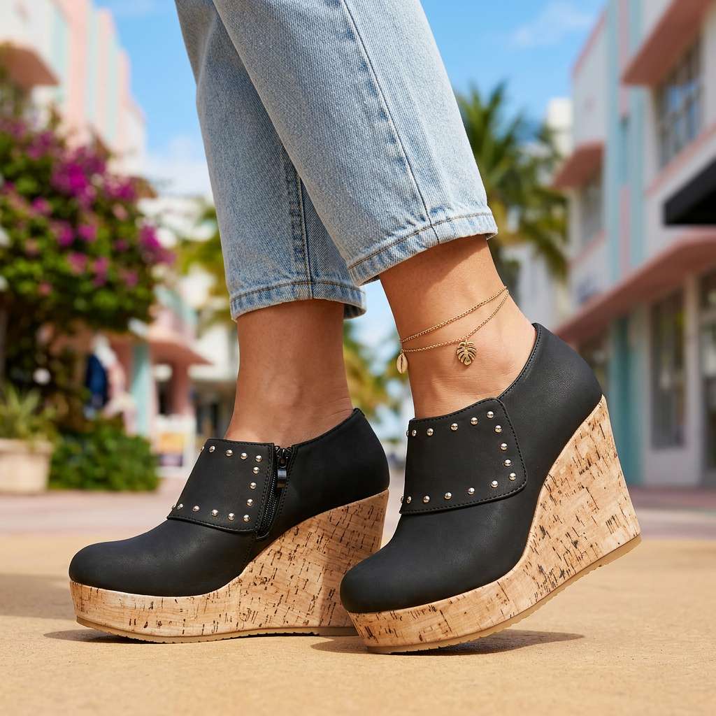Women's Cork Wedge Heel Shoes Corvine