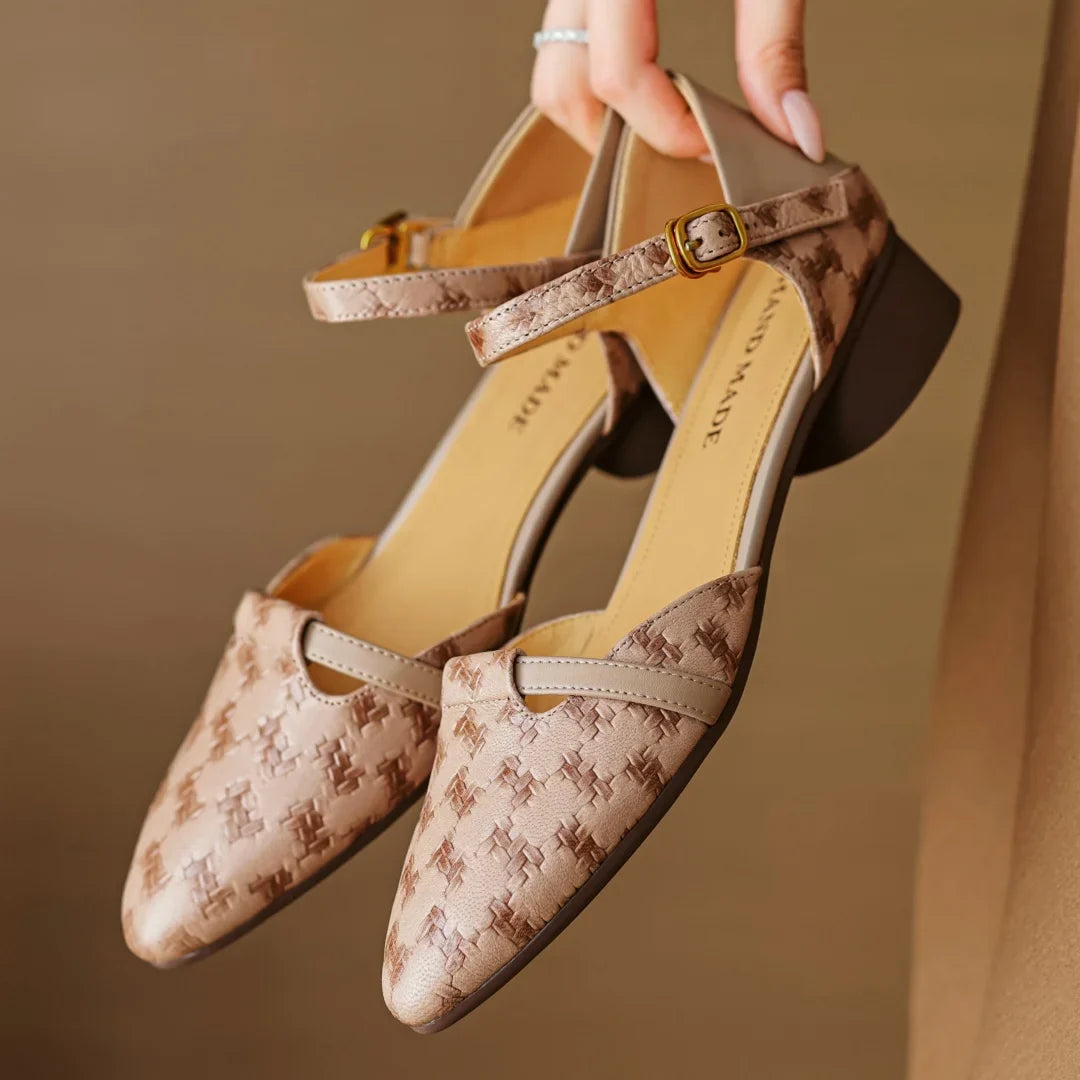 Women's Genuine Leather Braided Heels Corvine