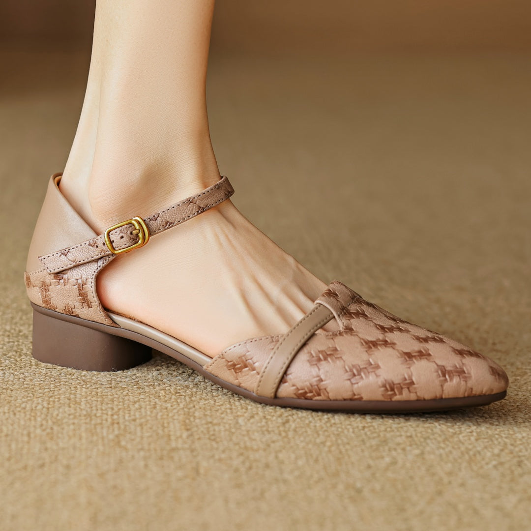 Women's Genuine Leather Braided Heels Corvine