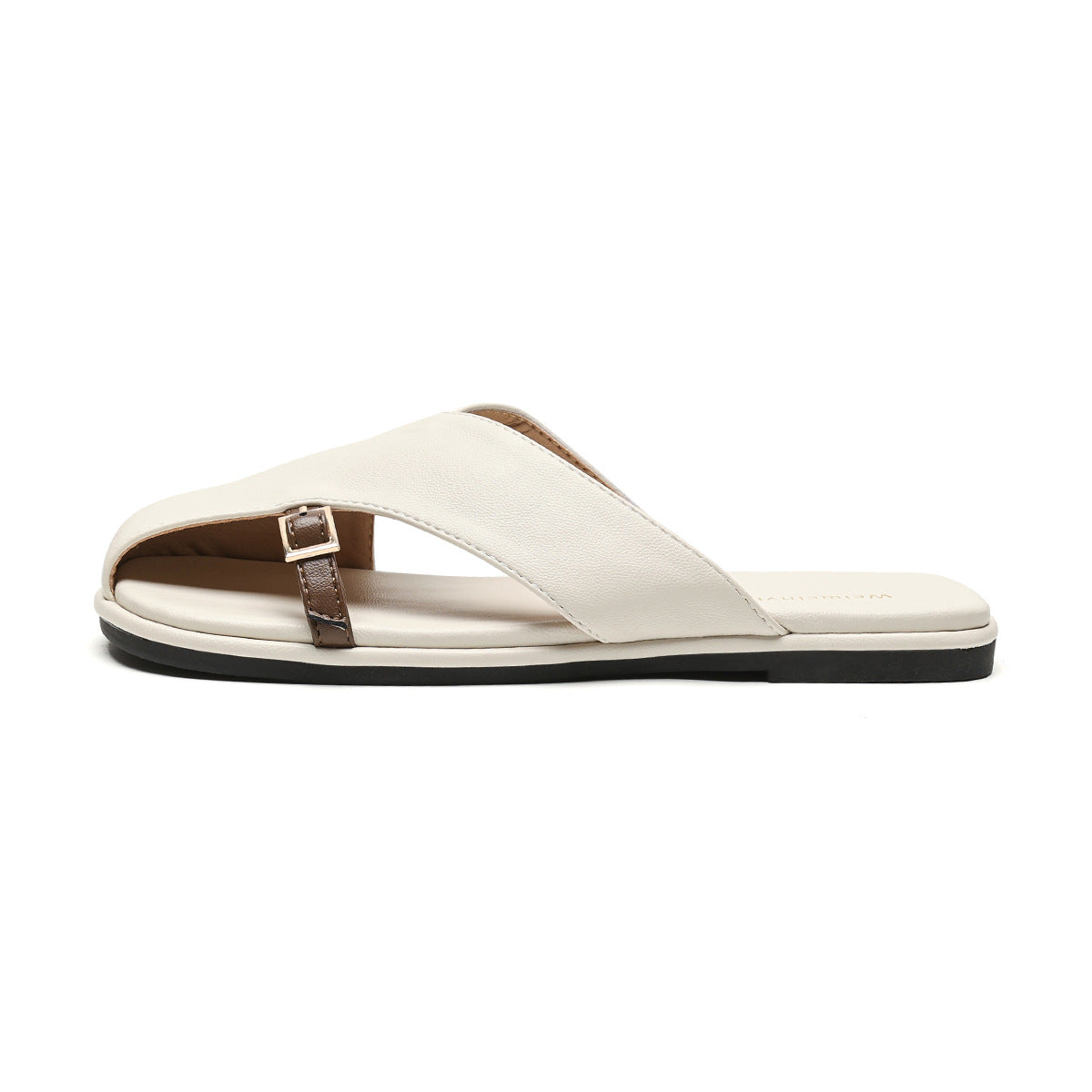 Women's Genuine Leather Cross-Strap Slides Corvine