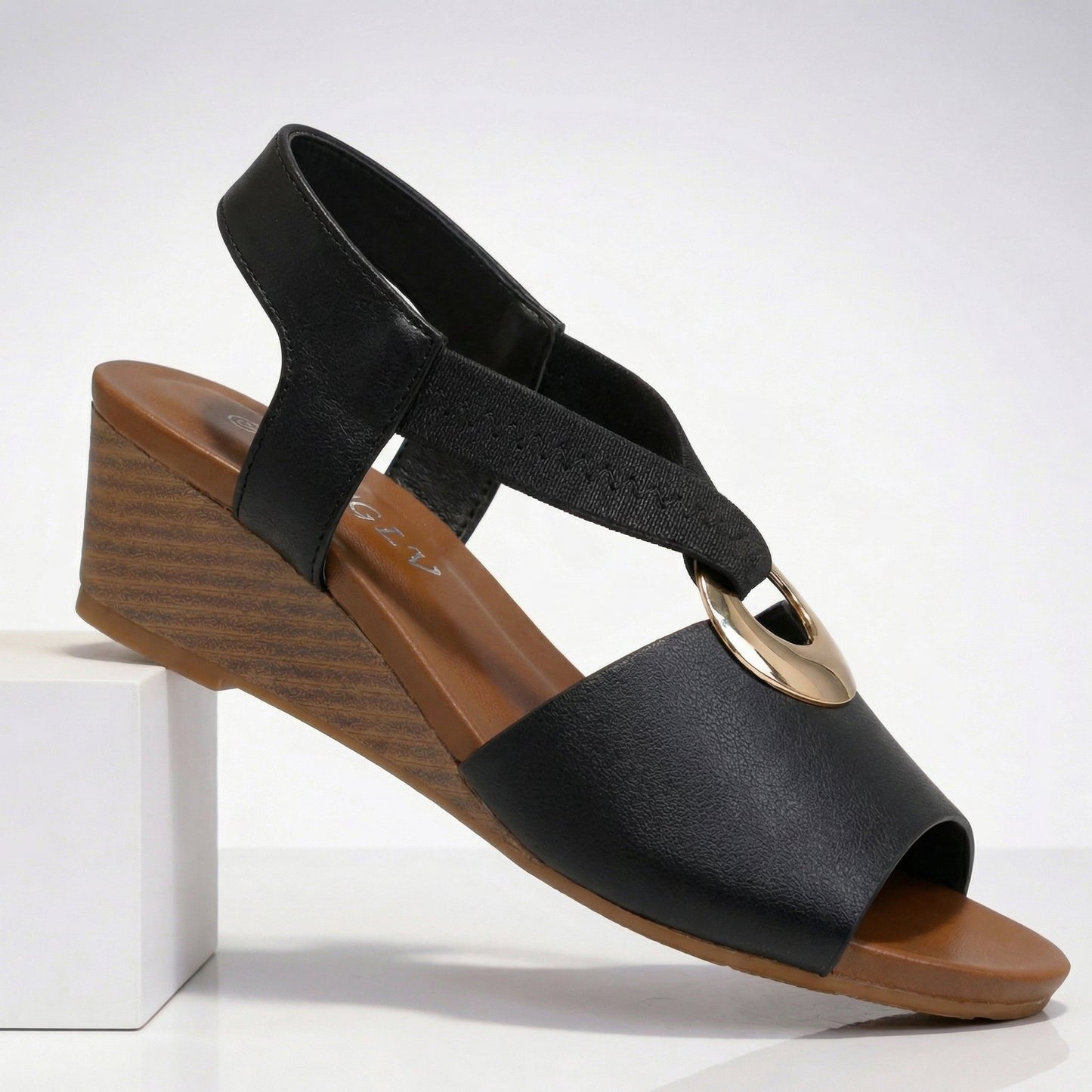 Women's Genuine Leather Mid Wedge Sandals Corvine