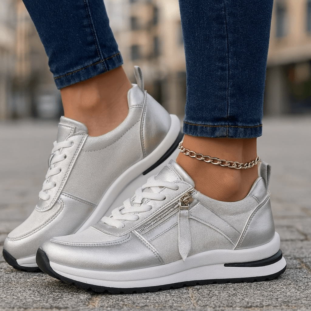 Women's Metallic Lace-Up Casual Trainers Corvine