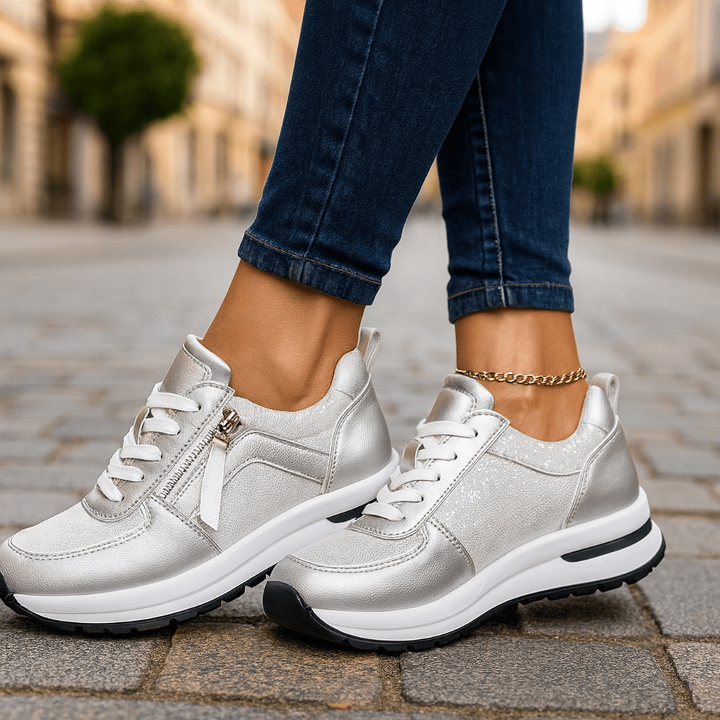 Women's Metallic Lace-Up Casual Trainers Corvine