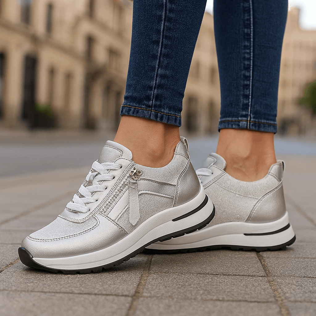 Women's Metallic Lace-Up Casual Trainers Corvine