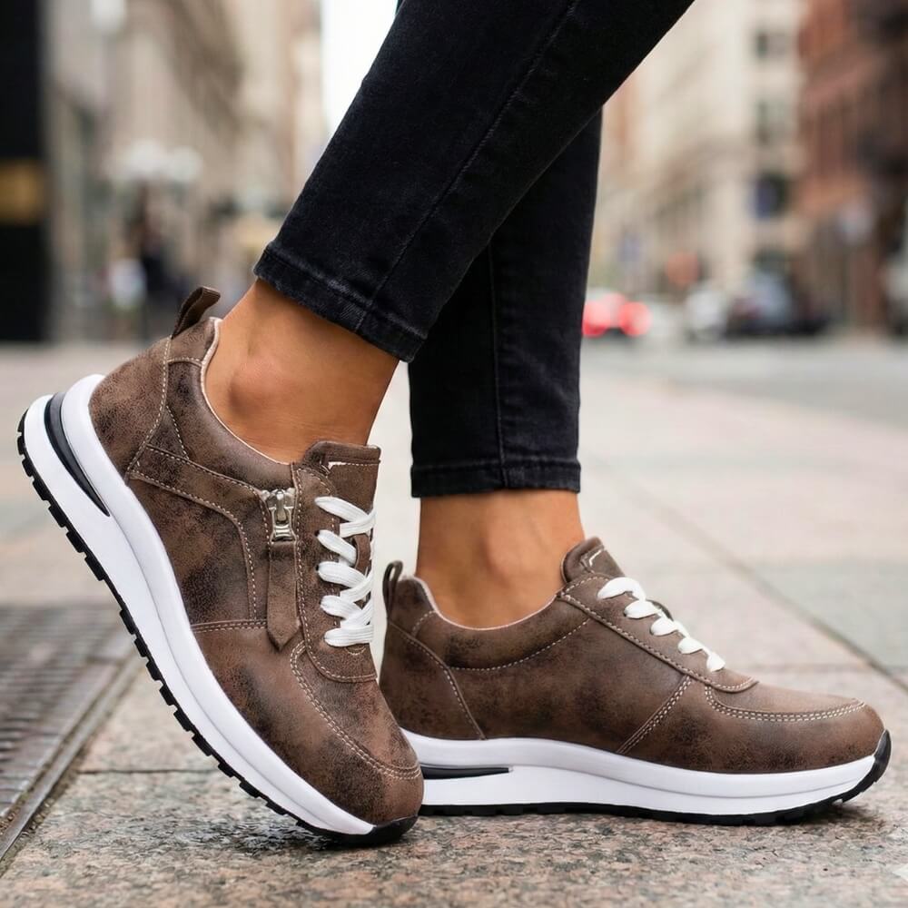 Women's Metallic Lace-Up Casual Trainers Corvine