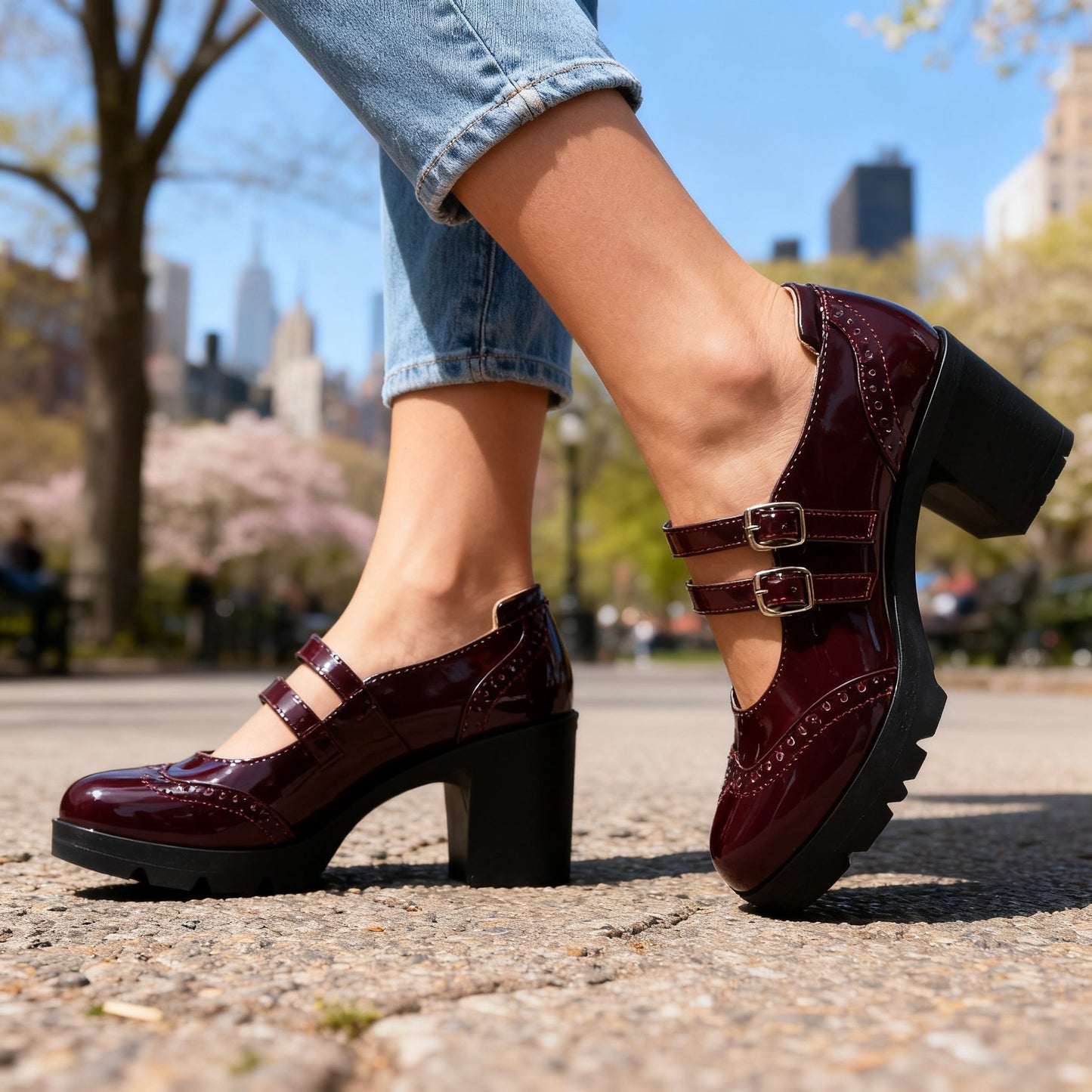 Women's Patent Leather Brogue Loafers Corvine