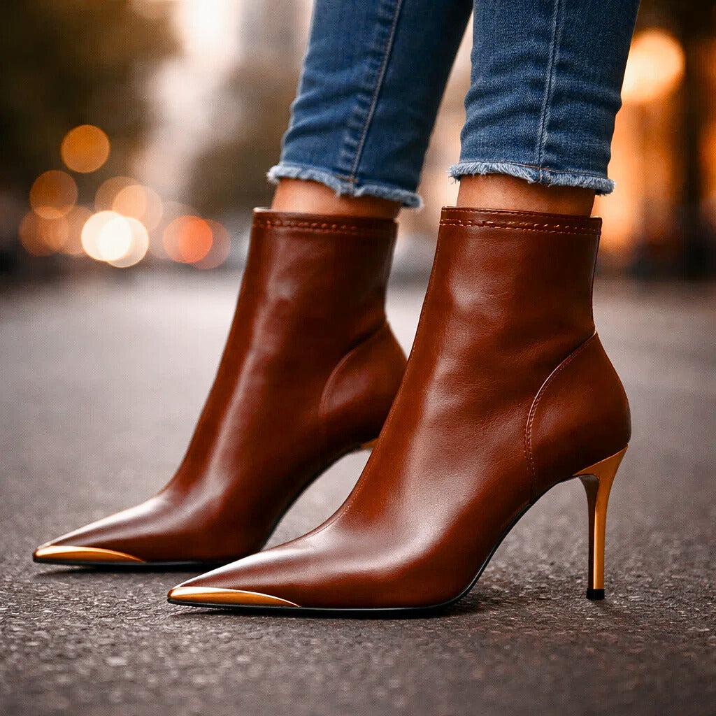 Women's Premium Leather Black Pointed Toe Boots Corvine