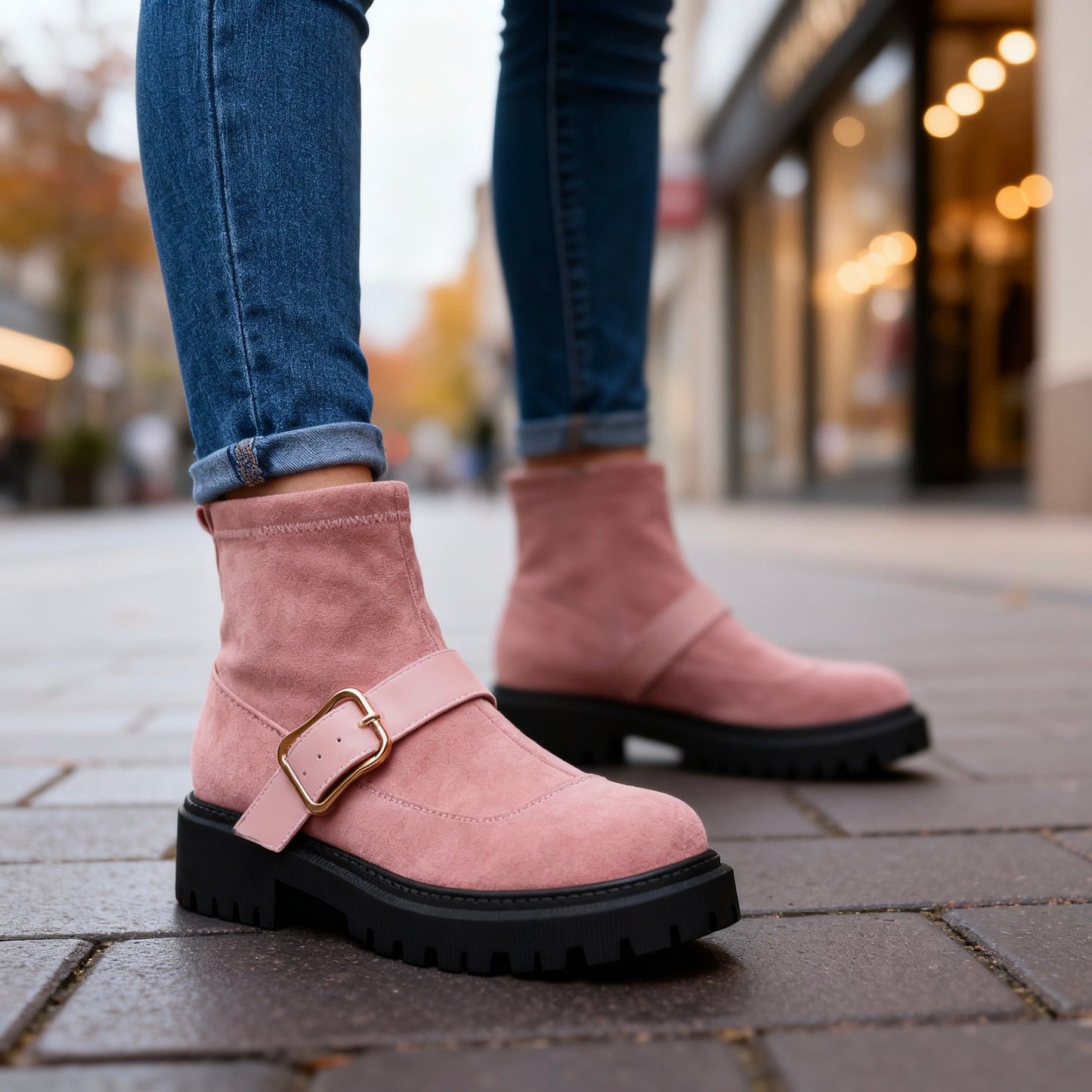 Women's Premium Suede Buckle Boots Corvine