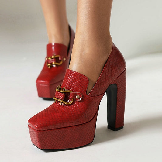 Women's Reptile-Textured Faux-Leather Platform Heels Corvine
