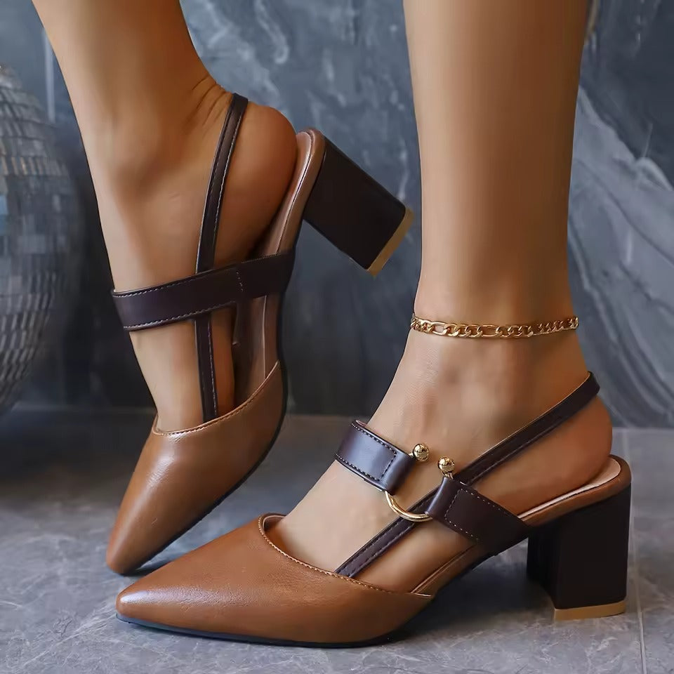 Women's Smooth Vegan Leather Slingback Heels Corvine