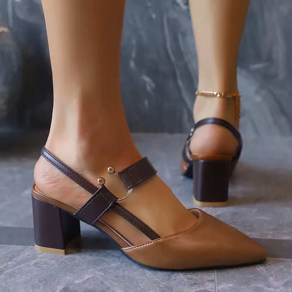 Women's Smooth Vegan Leather Slingback Heels Corvine
