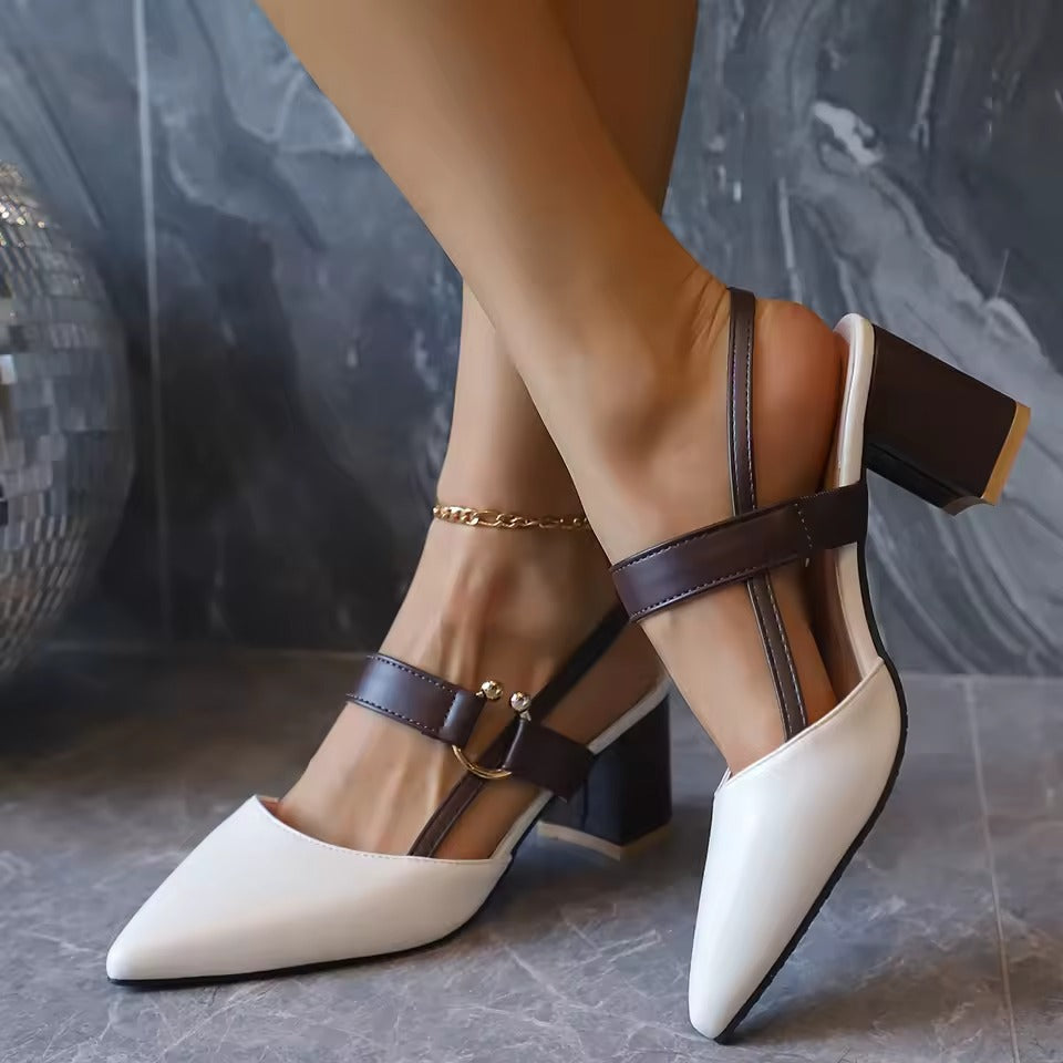 Women's Smooth Vegan Leather Slingback Heels Corvine