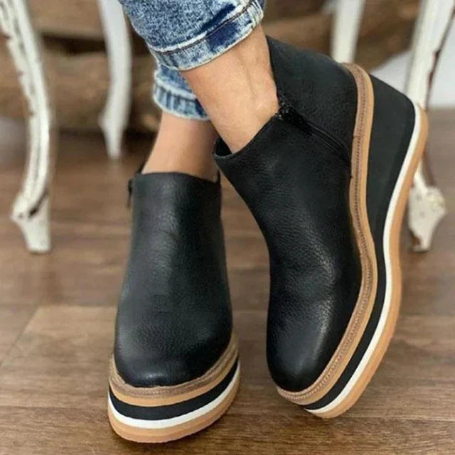 Women's Soft Leather Wedge Boots Corvine