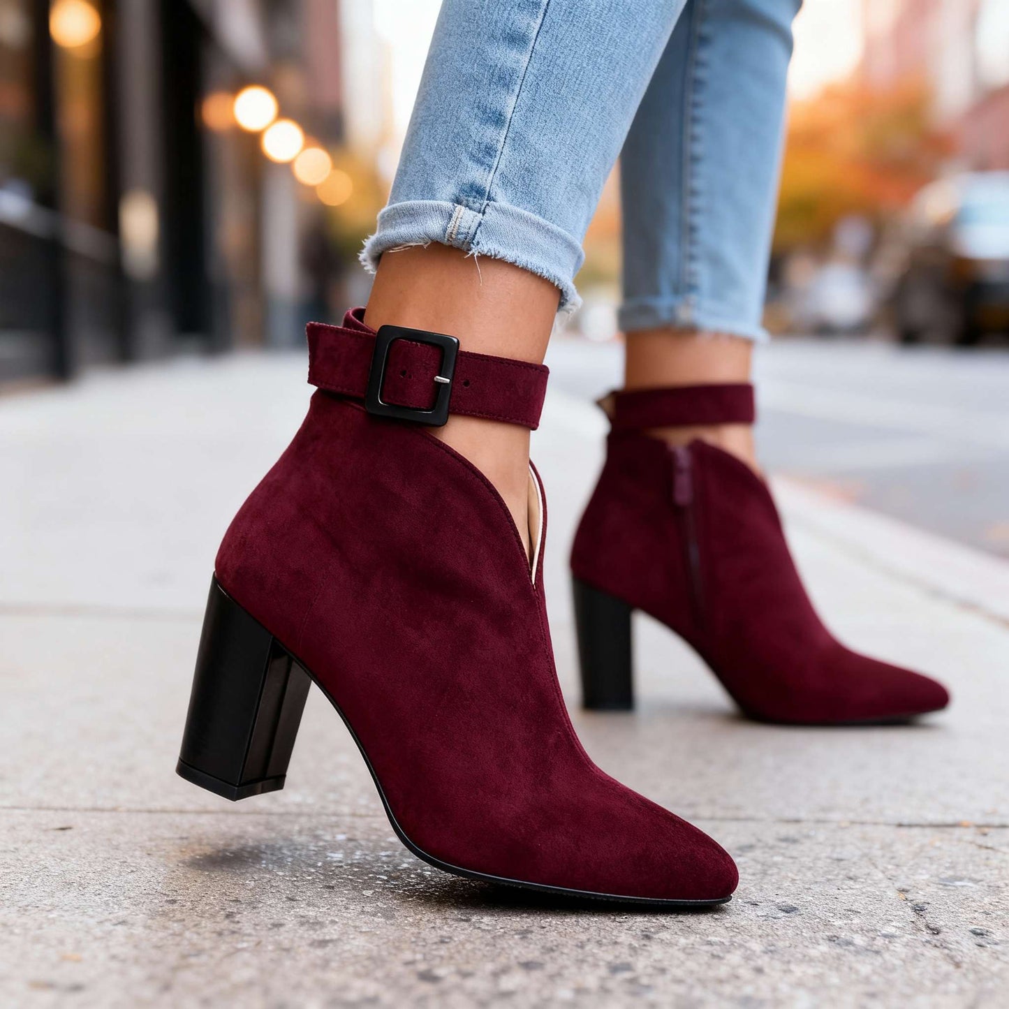 Women's Soft Suede Block Heel Shoes Corvine