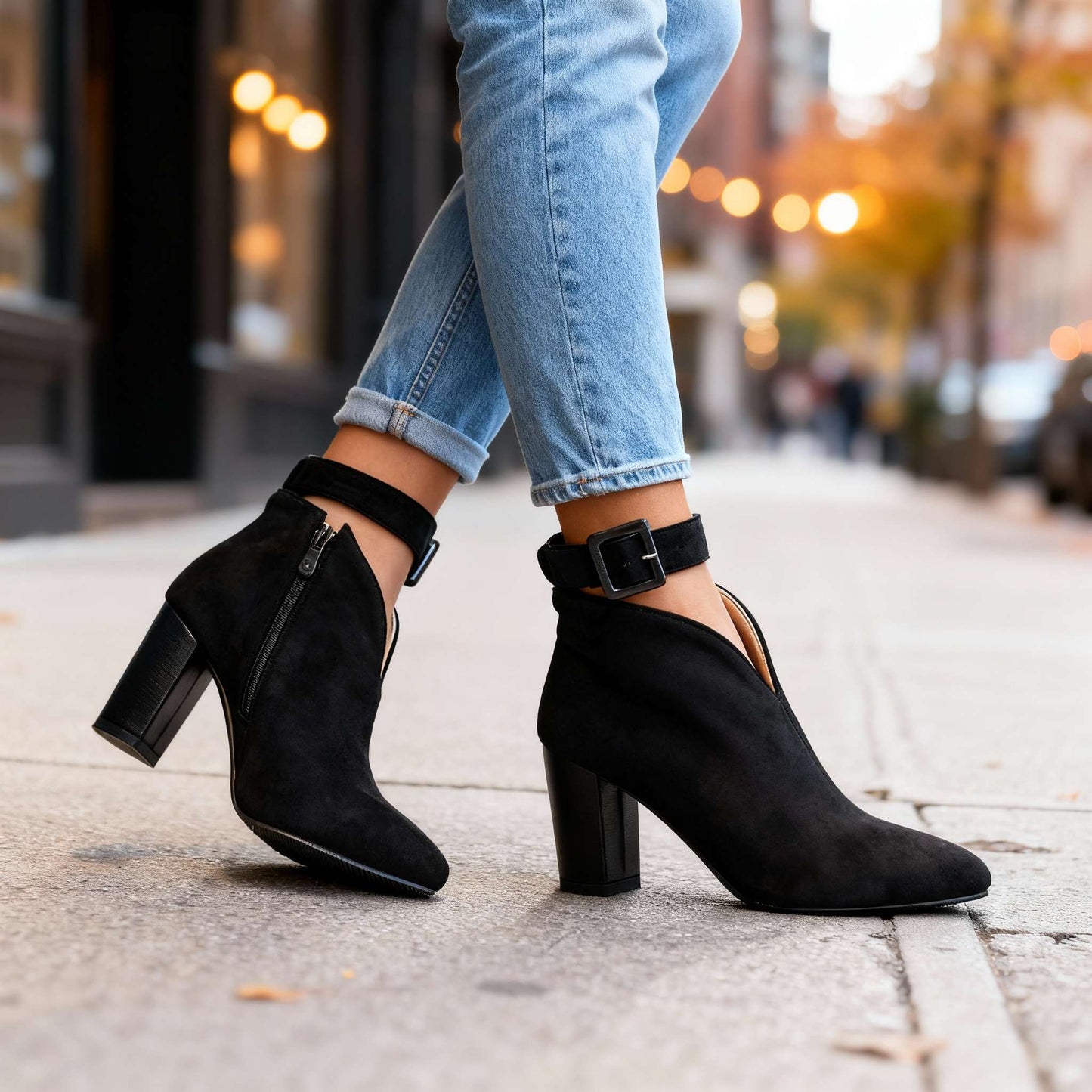 Women's Soft Suede Block Heel Shoes Corvine