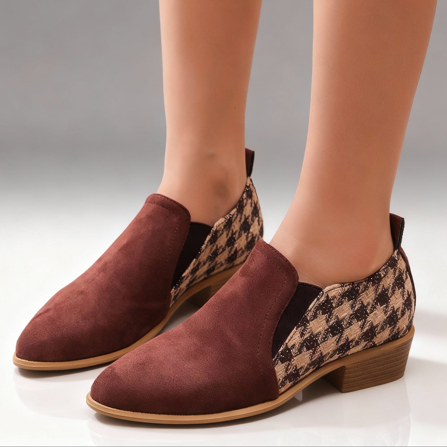 Women's Suede Houndstooth Loafers Corvine