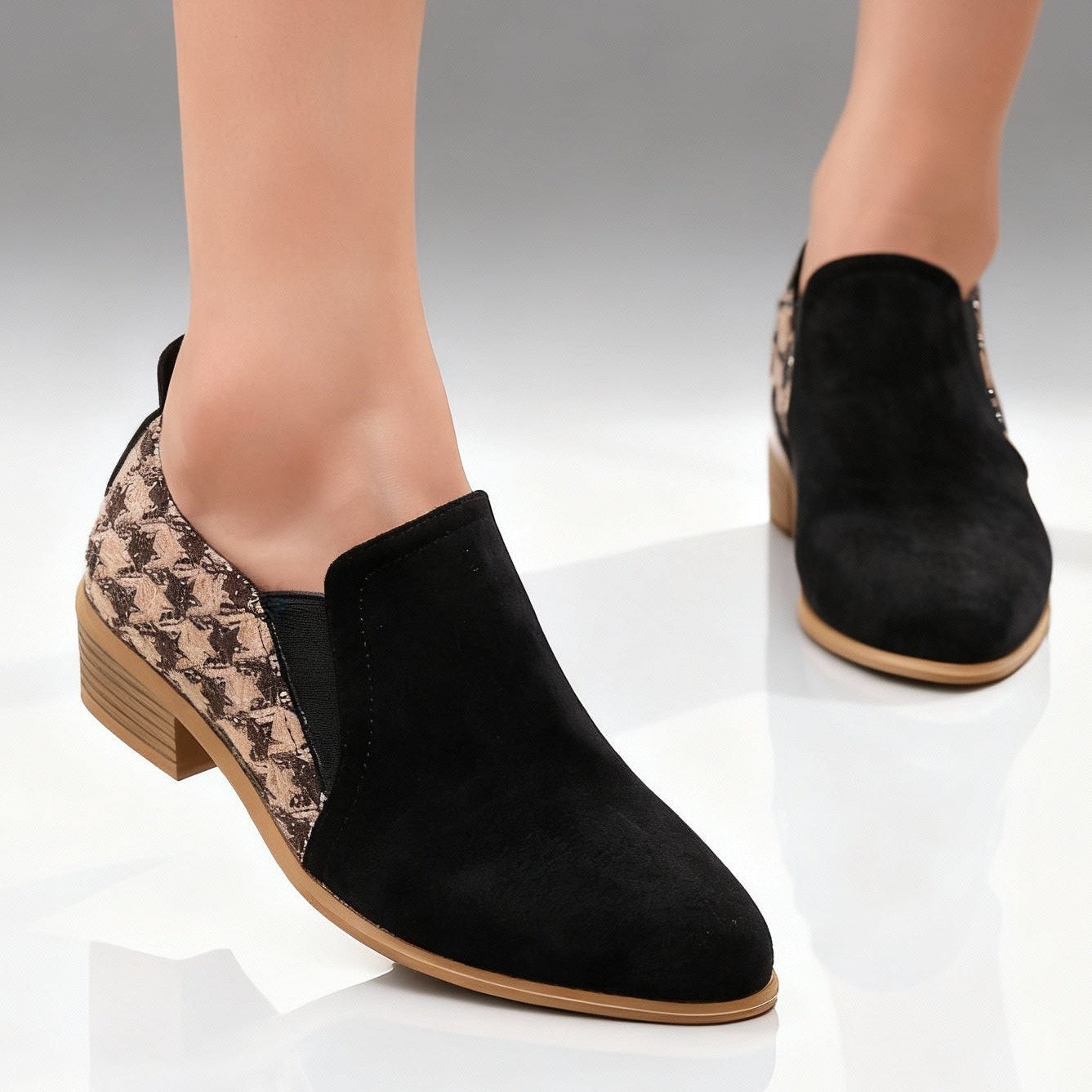 Women's Suede Houndstooth Loafers Corvine