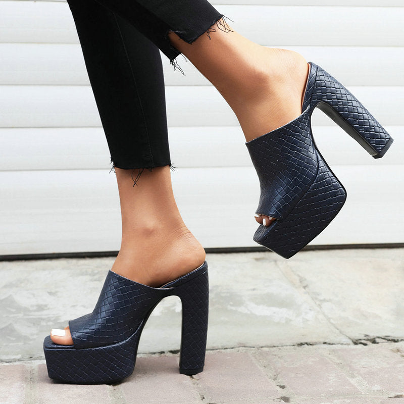 Women's Woven Vegan Leather Platform Sandals Corvine