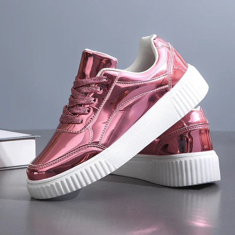 Womens Iridescent Metallic Casual Trainers Corvine