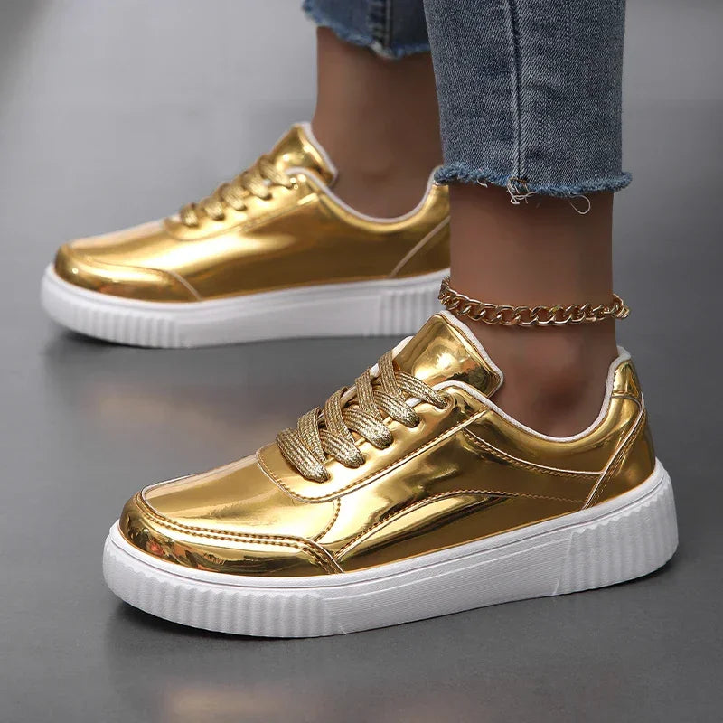 Womens Iridescent Metallic Casual Trainers Corvine